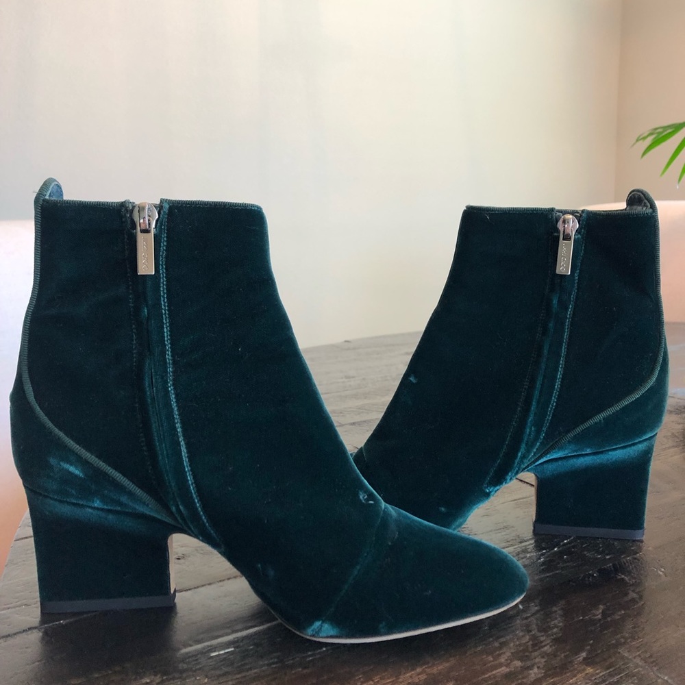 Jimmy Choo green velvet ankle boots size 35.5